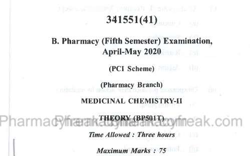 Medicinal Chemistry-II  Question Paper 2020
