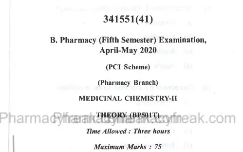 Medicinal Chemistry-II  Question Paper 2020