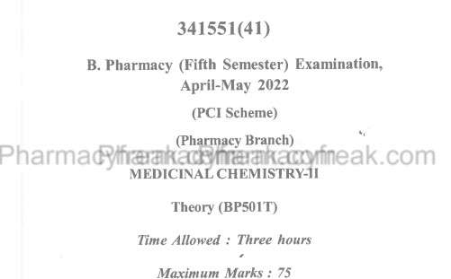 Medicinal Chemistry-II Question Paper 2022 (April-May)