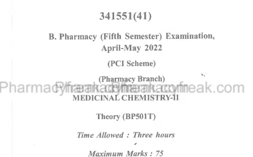Medicinal Chemistry-II Question Paper 2022 (April-May)
