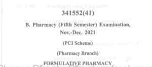 Formulative Pharmacy B Pharma 5th Sem Question Paper CSVTU 2021 ...