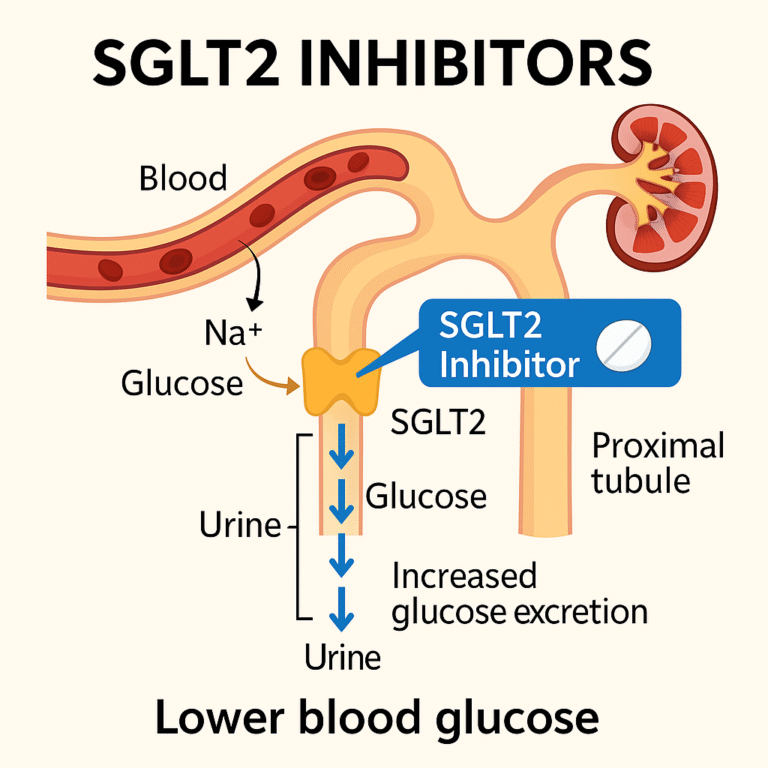 SGLT2 inhibitors mechanism – increased glucose excretion via renal tubules