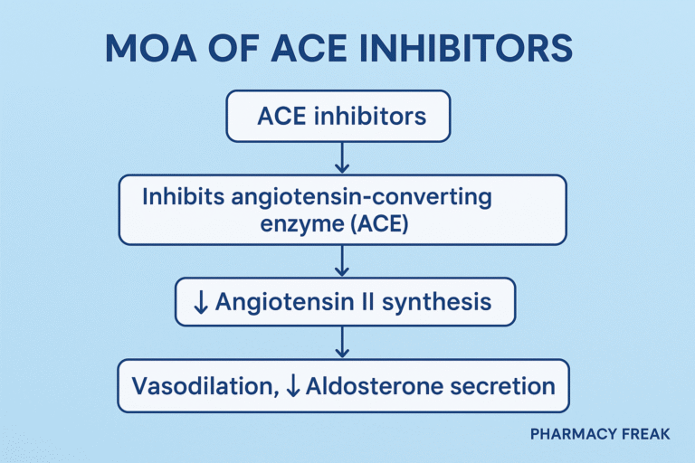 : ACE inhibitors mechanism of action – inhibition of angiotensin II and bradykinin elevation