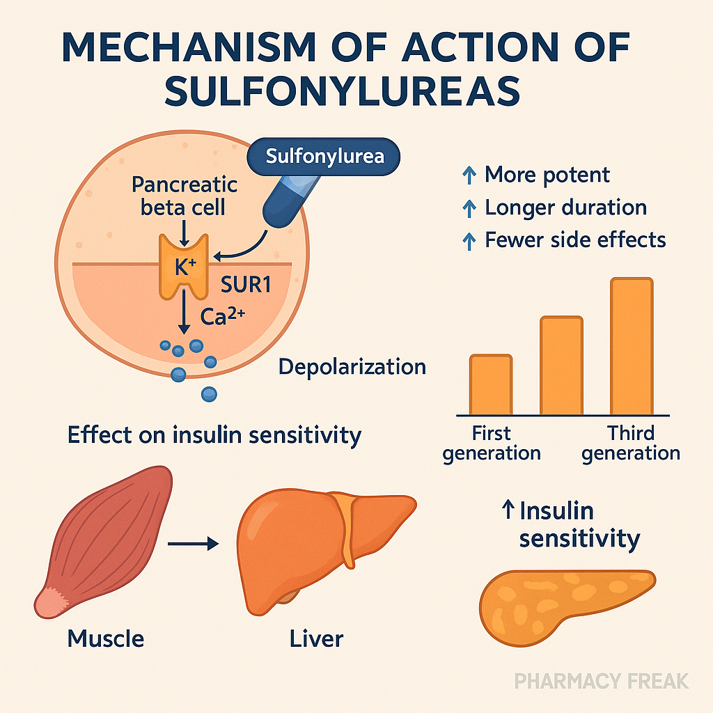 Sulfonylureas mechanism – insulin secretion via KATP channel inhibition