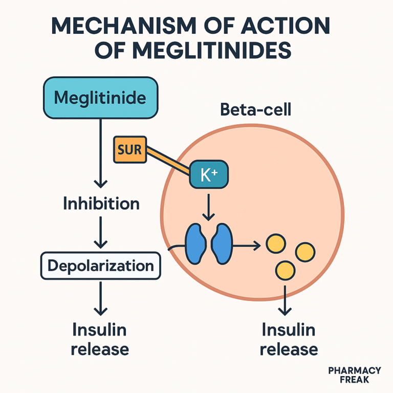 Meglitinides mechanism – insulin secretion by SUR1-mediated KATP channel blockade