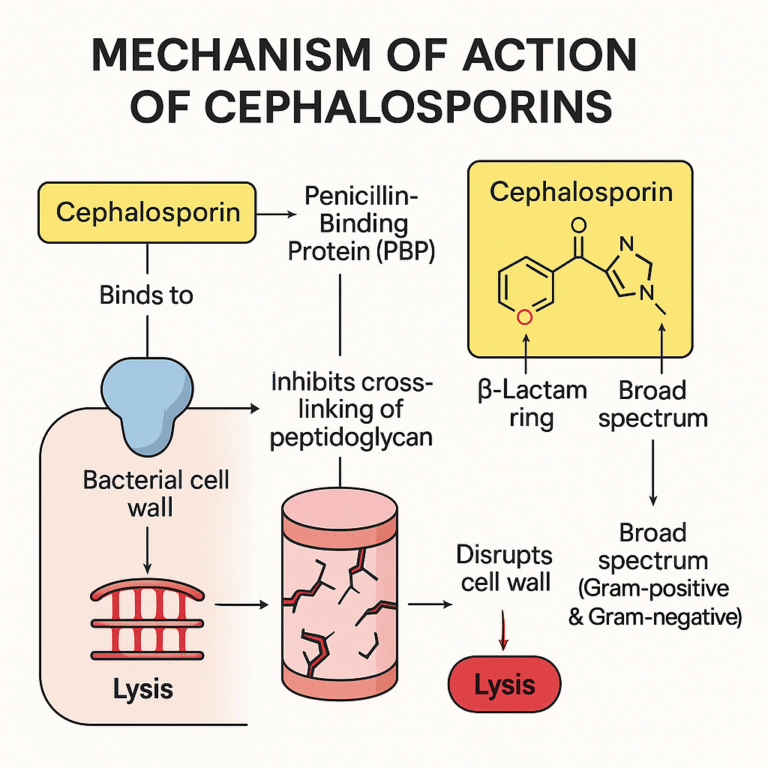Cephalosporin MOA – PBP inhibition and bacterial cell wall lysis