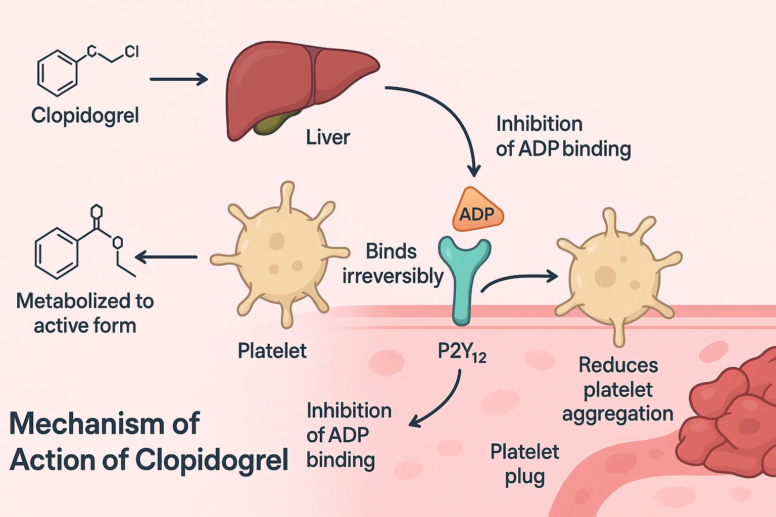 Clopidogrel MOA – P2Y12 Receptor Inhibition on Platelets