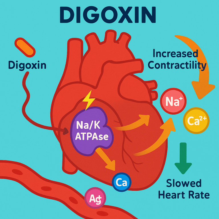 Digoxin MOA – Inhibition of Na⁺/K⁺-ATPase Increasing Contractility