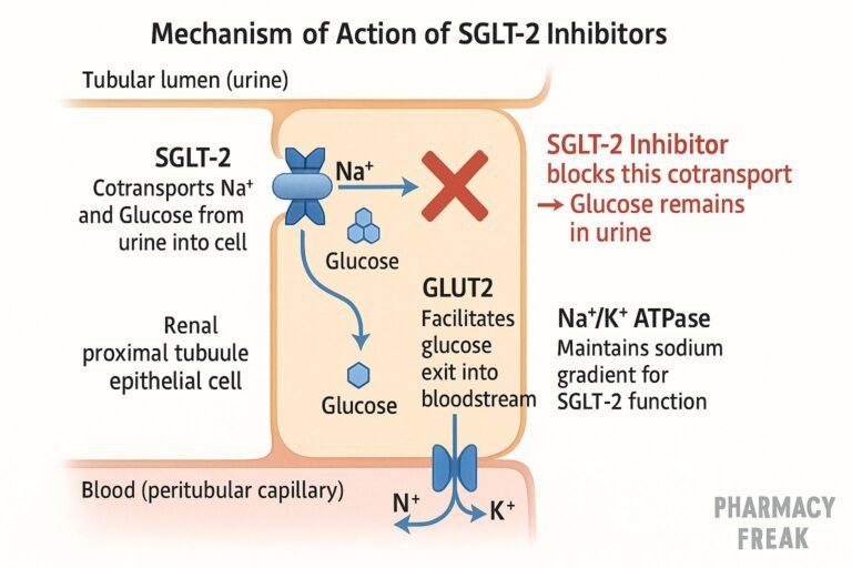 Mechanism of action of SGLT2 inhibitors
