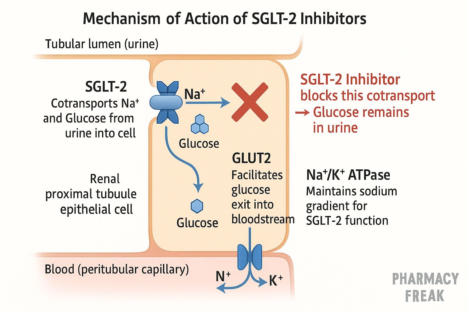 Mechanism of action of SGLT2 inhibitors