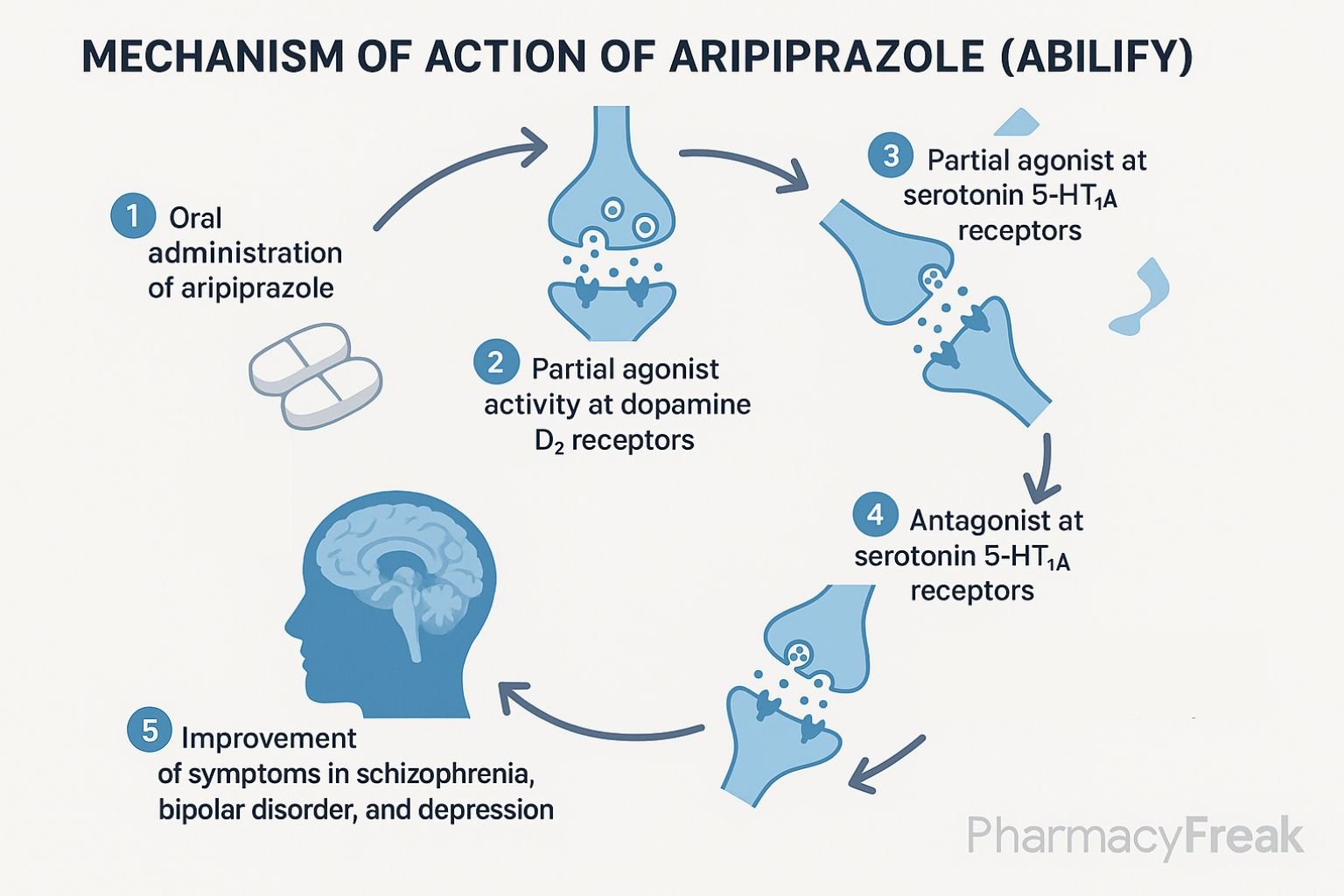 Mechanism of action of Aripiprazole