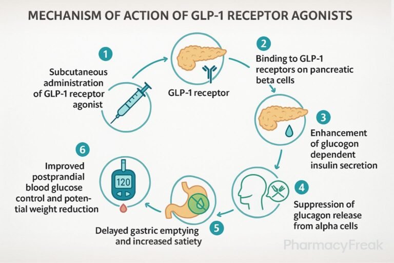 Mechanism of action of GLP-1 receptor agonists