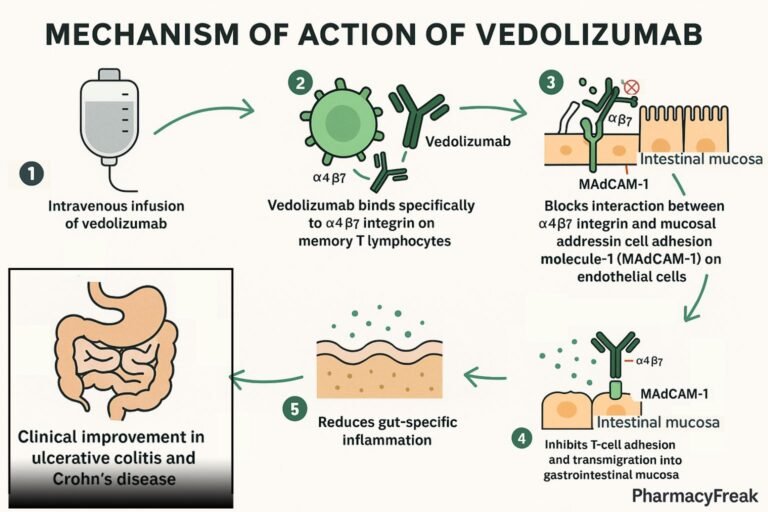 Mechanism of action of Vedolizumab