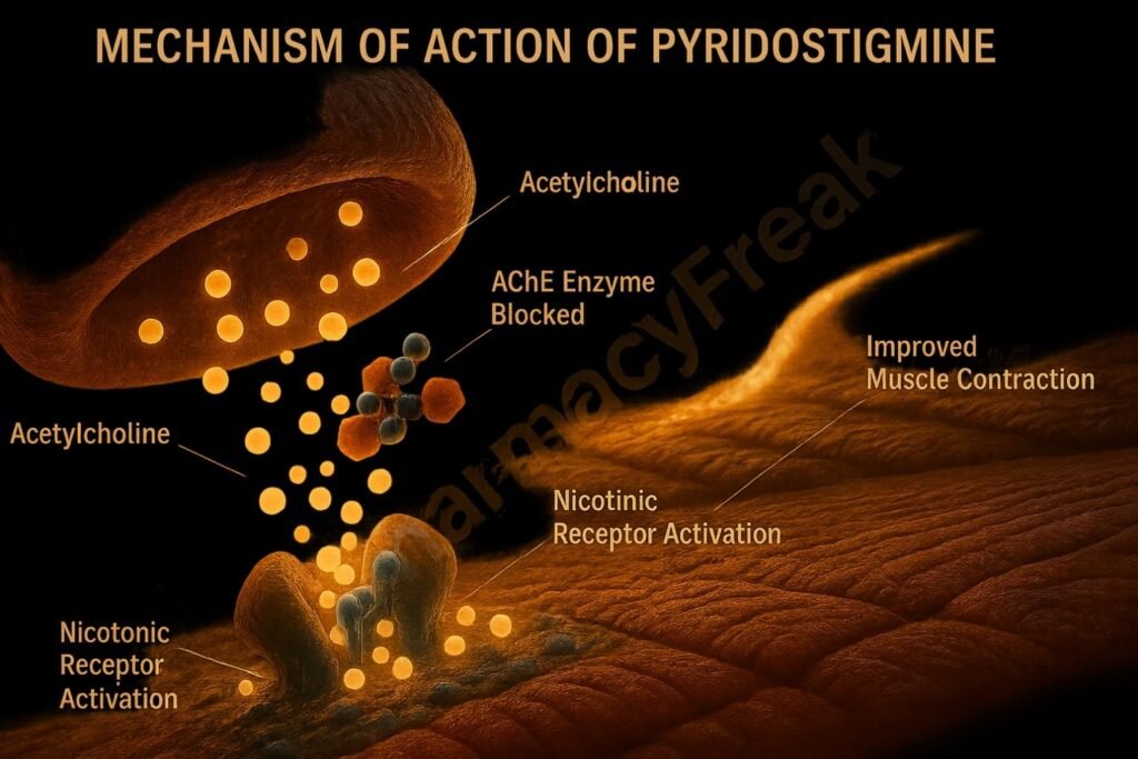 Pyridostigmine mechanism of action
