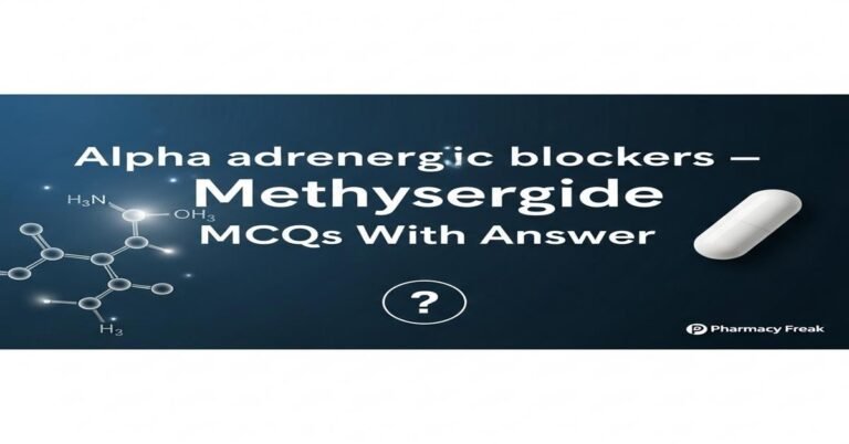 Alpha adrenergic blockers – Methysergide MCQs With Answer