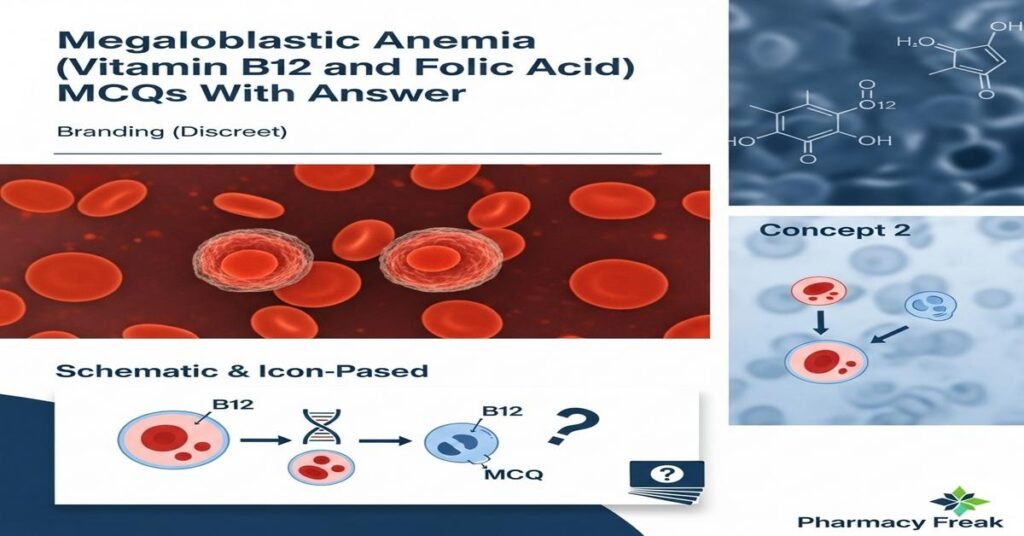 Megaloblastic anemia (Vitamin B12 and folic acid) MCQs With Answer