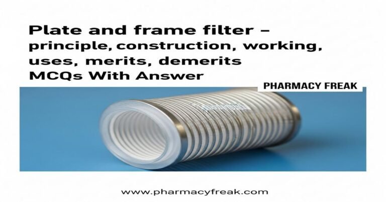 Plate and frame filter – principle, construction, working, uses, merits, demerits MCQs With Answer
