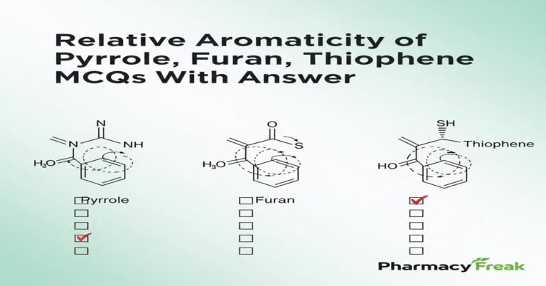 Relative aromaticity of pyrrole, furan, thiophene MCQs With Answer