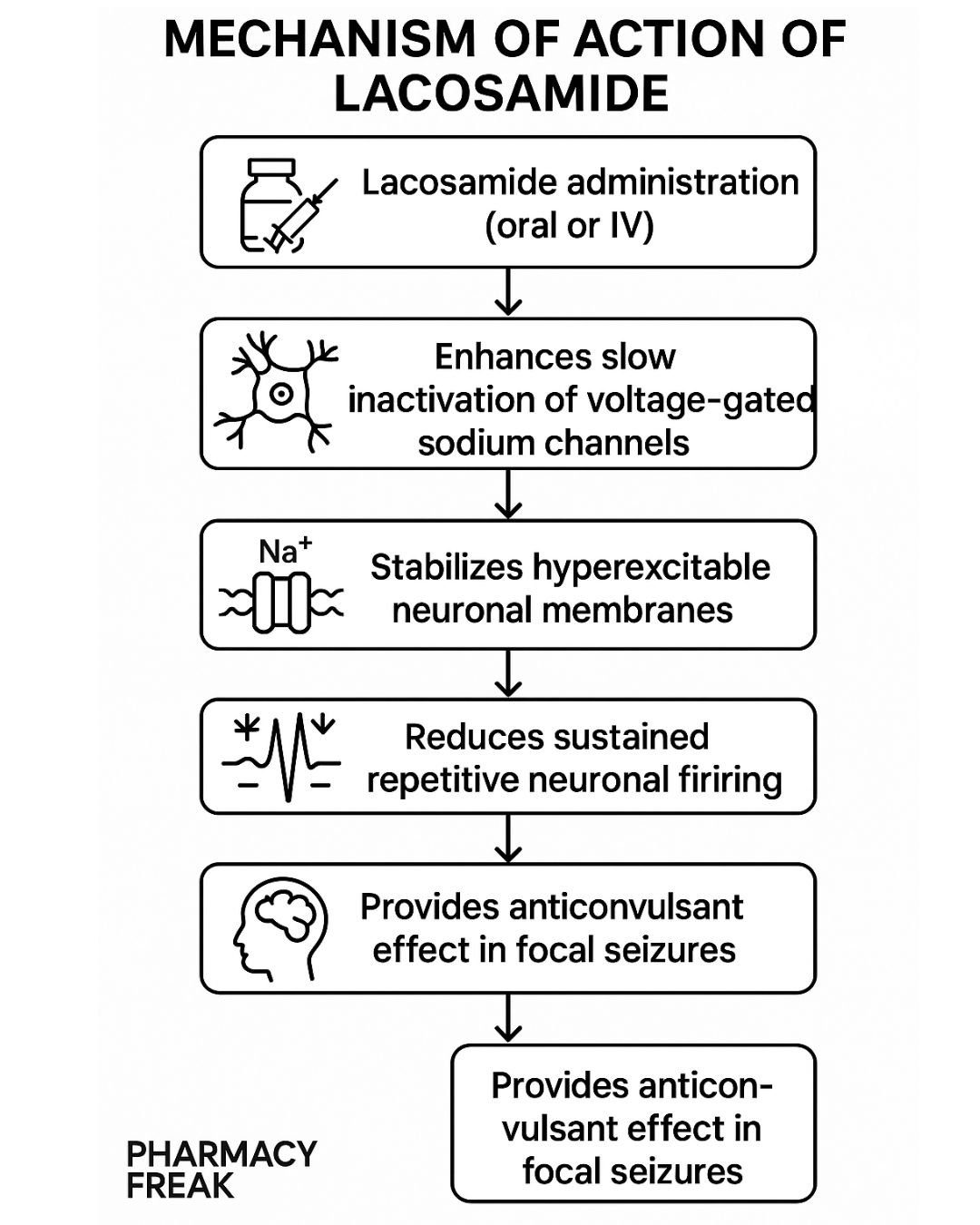 Lacosamide mechanism of action flowchart