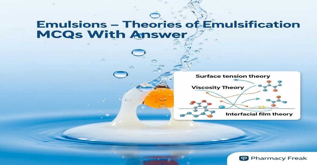 Emulsions – theories of emulsification MCQs With Answer