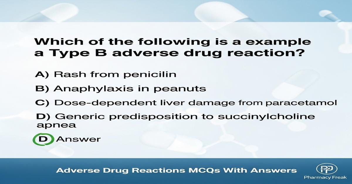 Adverse drug reactions MCQs With Answer