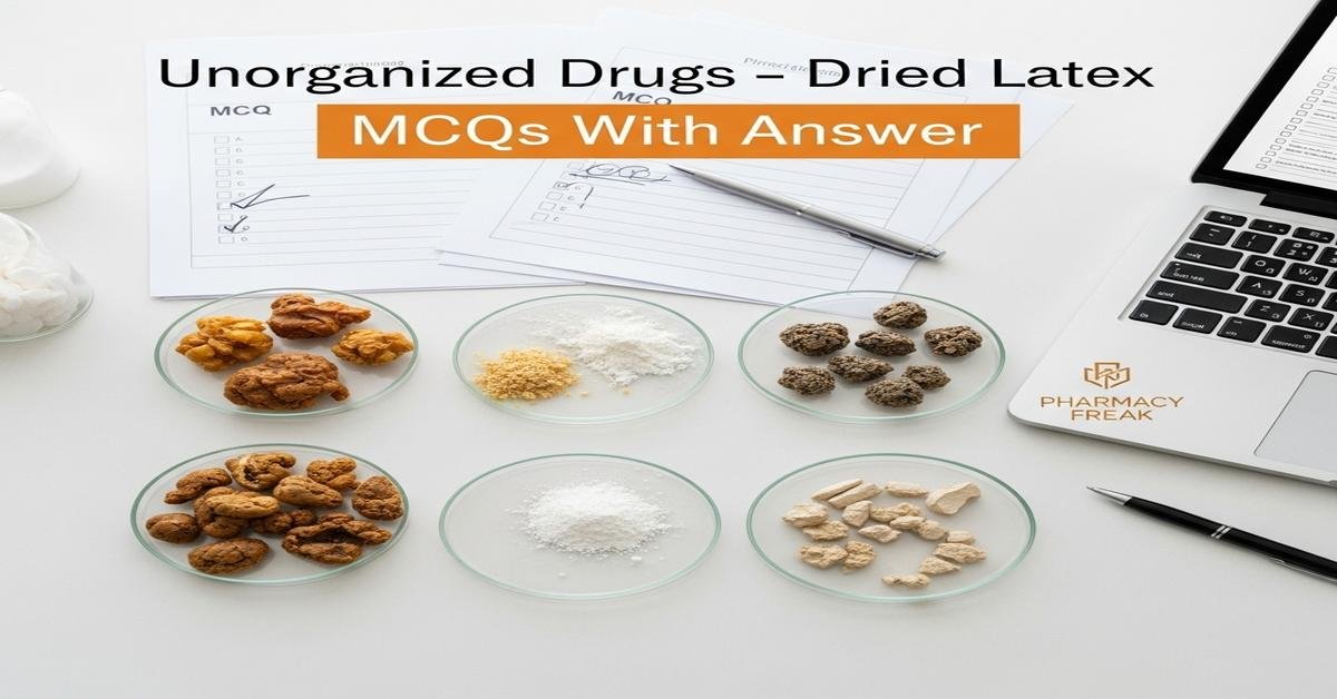 Unorganized drugs – dried latex MCQs With Answer