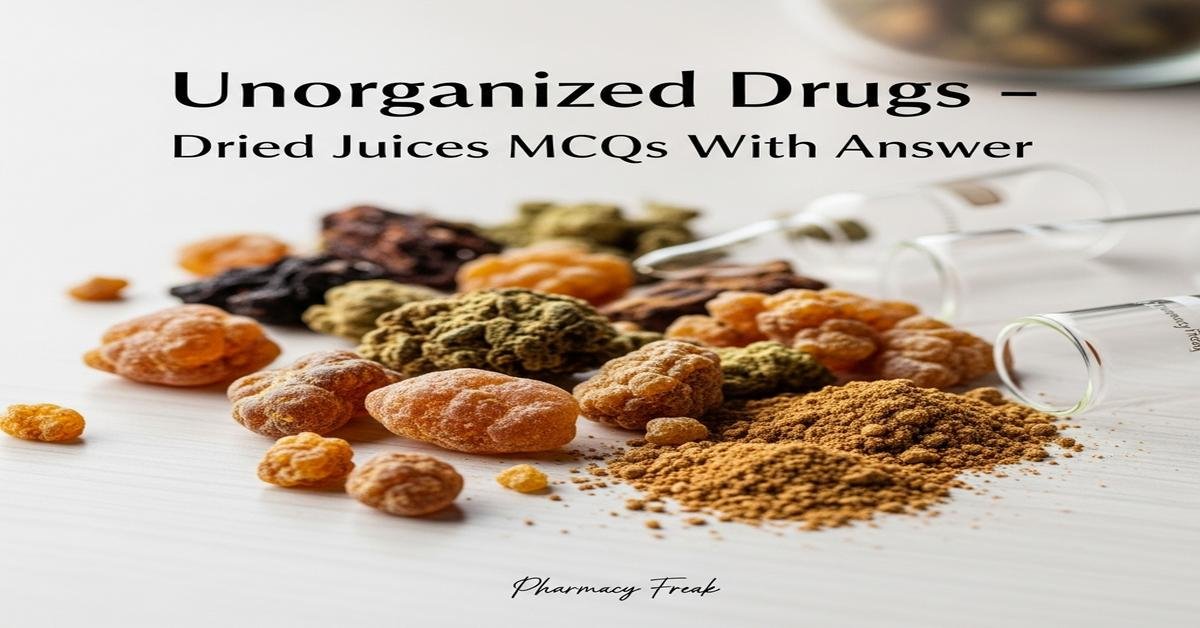 Unorganized drugs – dried juices MCQs With Answer