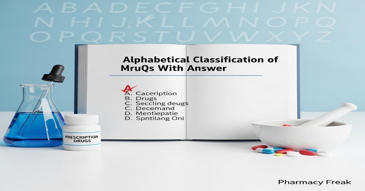 Alphabetical classification of drugs MCQs With Answer