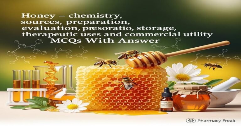 Honey – chemistry, sources, preparation, evaluation, preservation, storage, therapeutic uses and commercial utility MCQs With Answer
