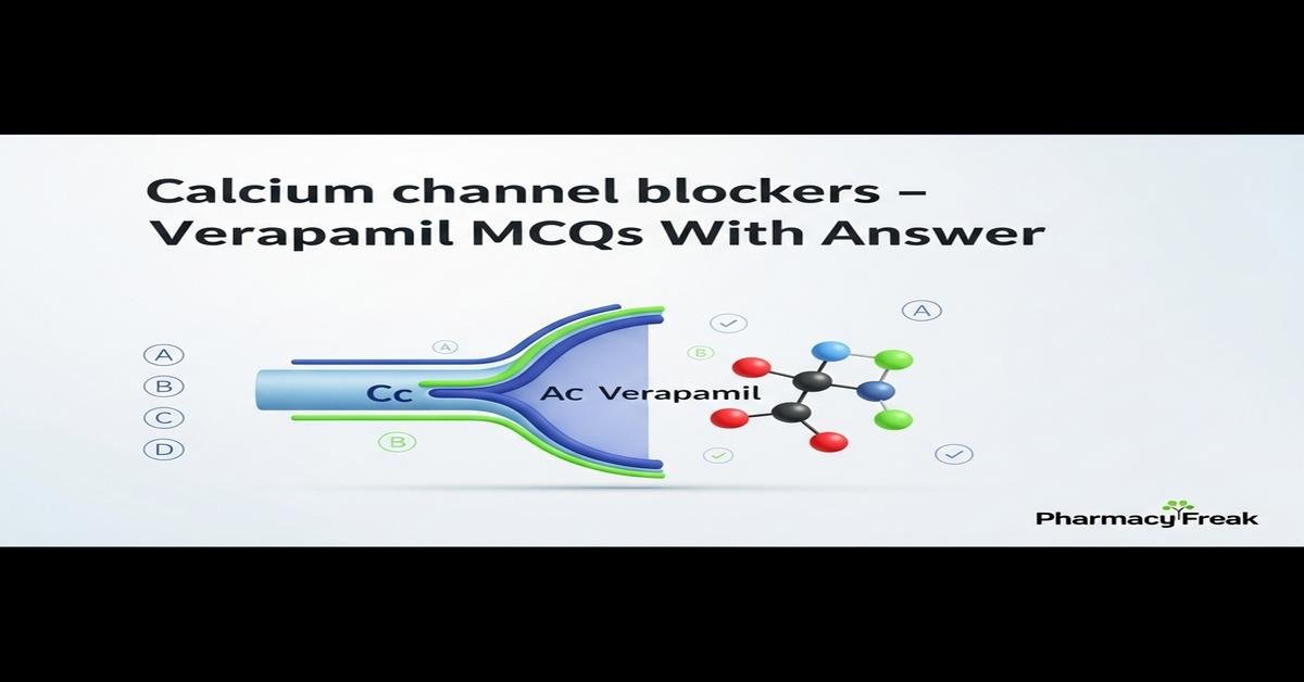 Calcium channel blockers – Verapamil MCQs With Answer