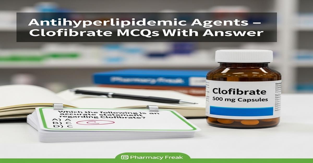 Antihyperlipidemic agents – Clofibrate MCQs With Answer