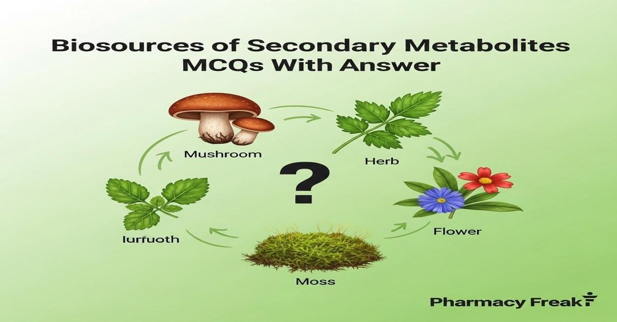 Biosources of secondary metabolites MCQs With Answer