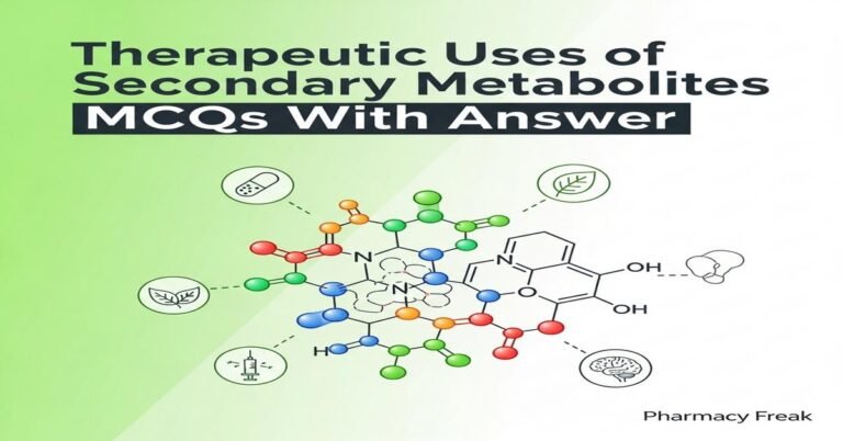 Therapeutic uses of secondary metabolites MCQs With Answer