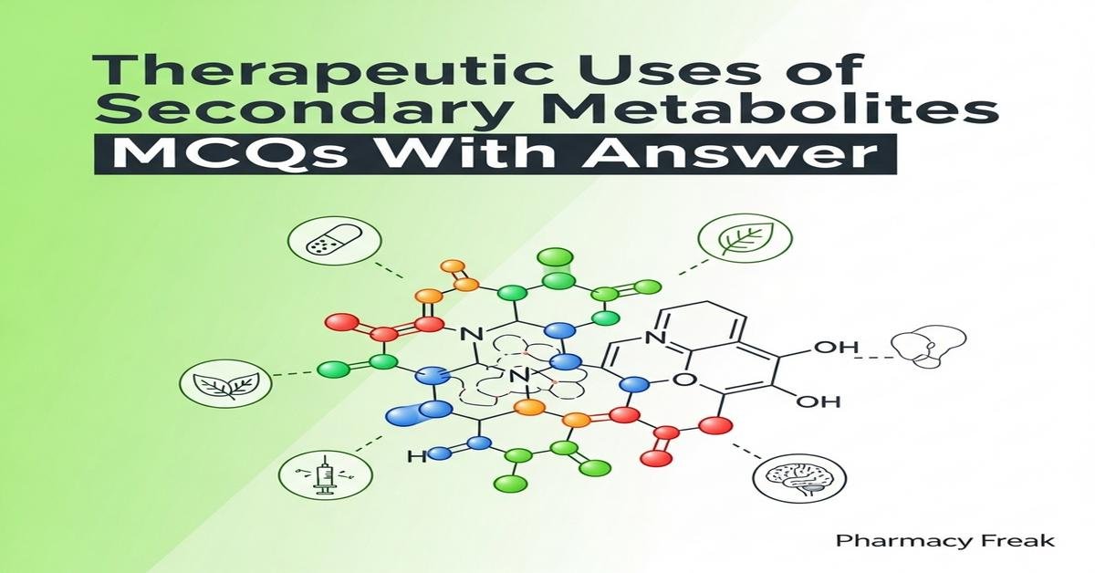 Therapeutic uses of secondary metabolites MCQs With Answer