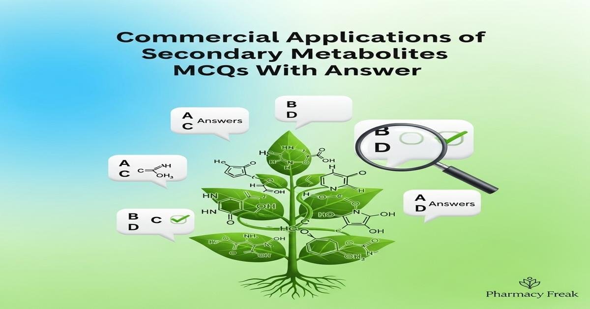 Commercial applications of secondary metabolites MCQs With Answer