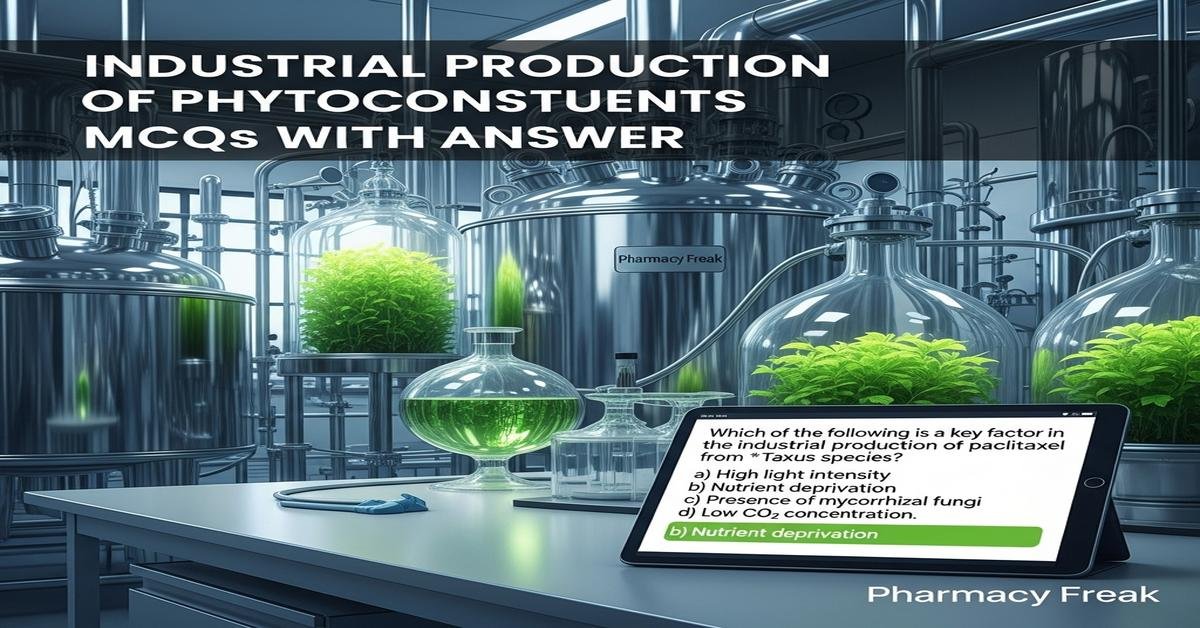 Industrial production of phytoconstituents MCQs With Answer