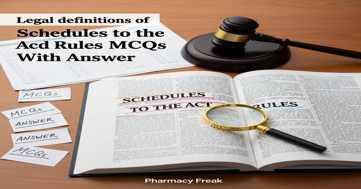 Legal definitions of schedules to the Act and Rules MCQs With Answer
