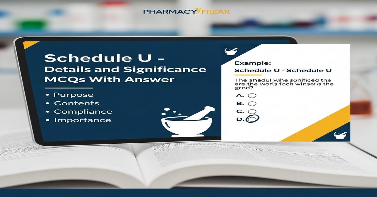 Schedule U – details and significance MCQs With Answer