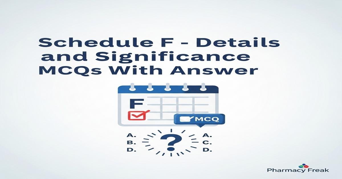 Schedule F – details and significance MCQs With Answer