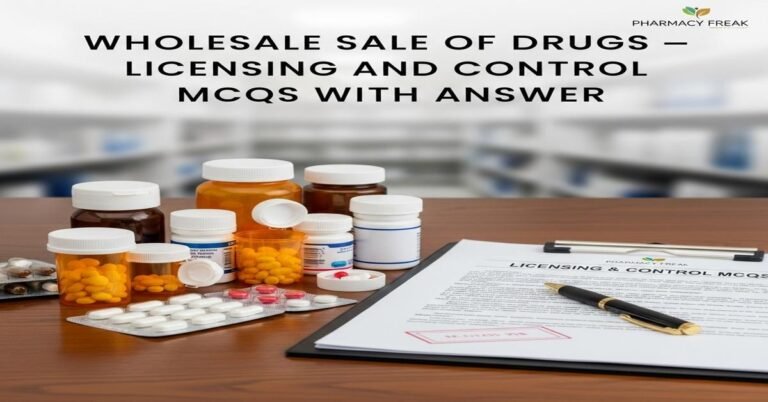 Wholesale sale of drugs – licensing and control MCQs With Answer
