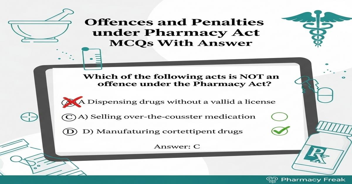 Offences and penalties under Pharmacy Act MCQs With Answer