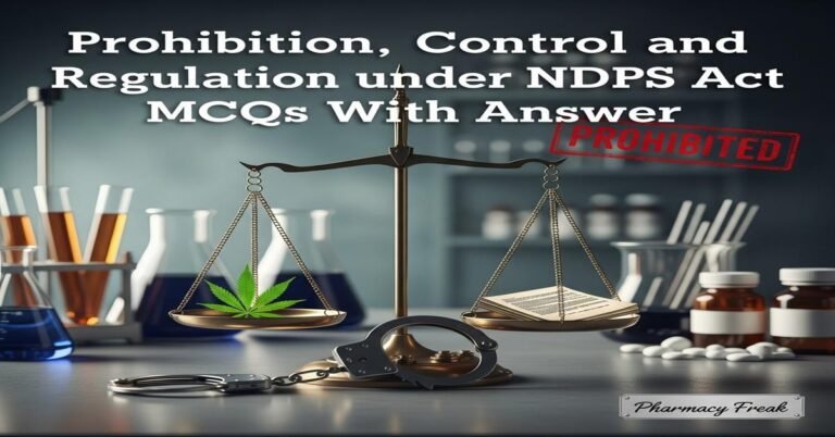 Prohibition, control and regulation under NDPS Act MCQs With Answer