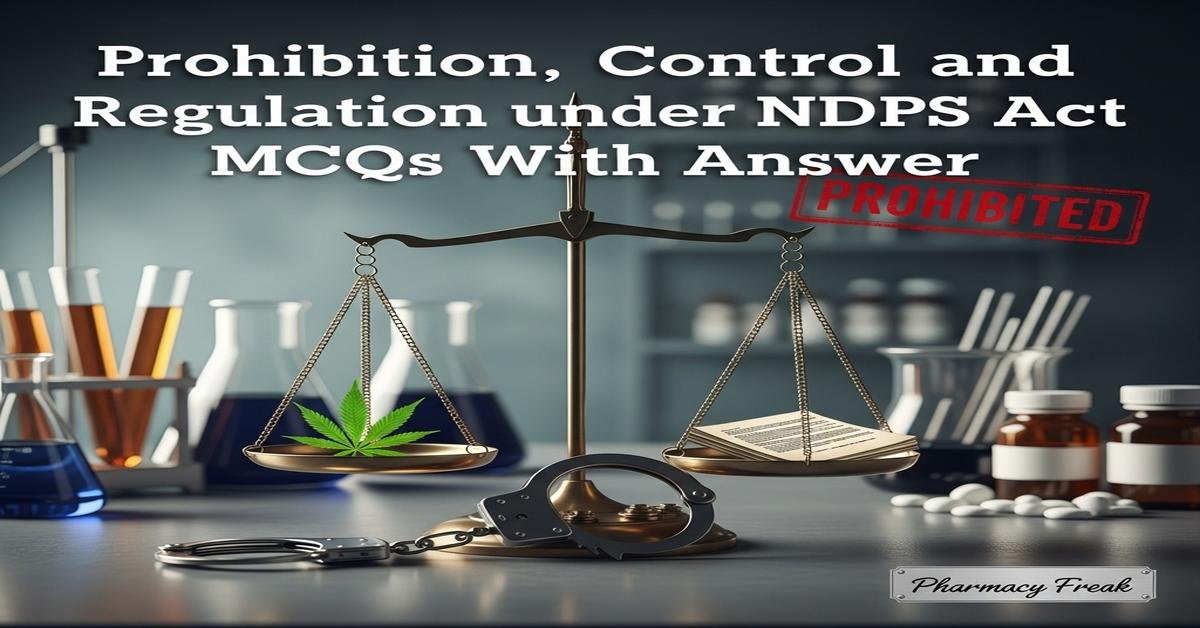 Prohibition, control and regulation under NDPS Act MCQs With Answer