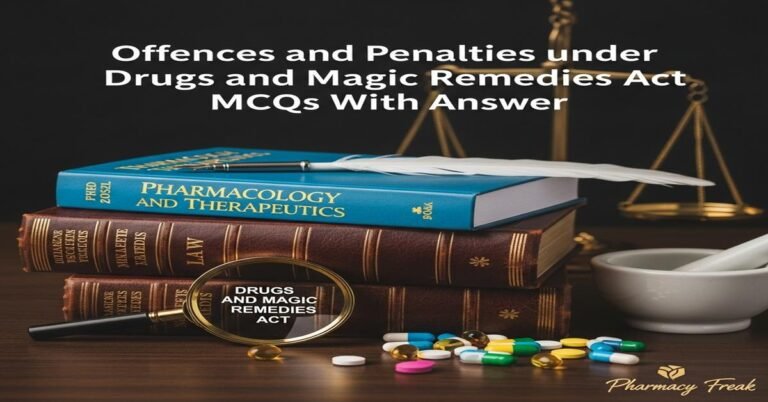 Offences and penalties under Drugs and Magic Remedies Act MCQs With Answer