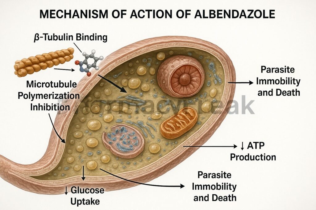 Mechanism of action of Albendazole