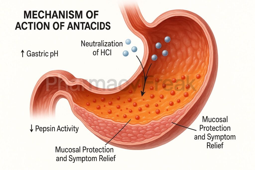 Mechanism of action of Antacids