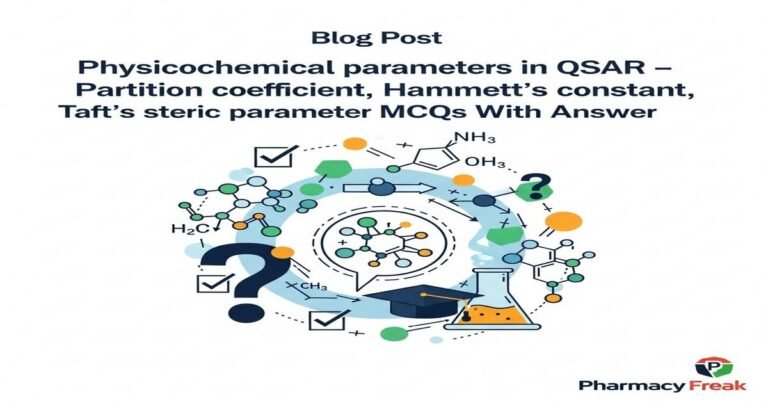 Physicochemical parameters in QSAR – partition coefficient, Hammett’s constant, Taft’s steric parameter MCQs With Answer