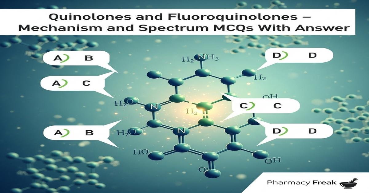 Quinolones and fluoroquinolones – mechanism and spectrum MCQs With Answer