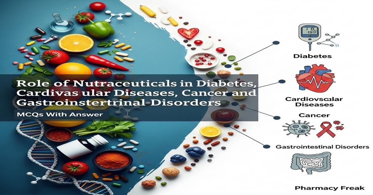 Role of nutraceuticals in diabetes, cardiovascular diseases, cancer and gastrointestinal disorders MCQs With Answer