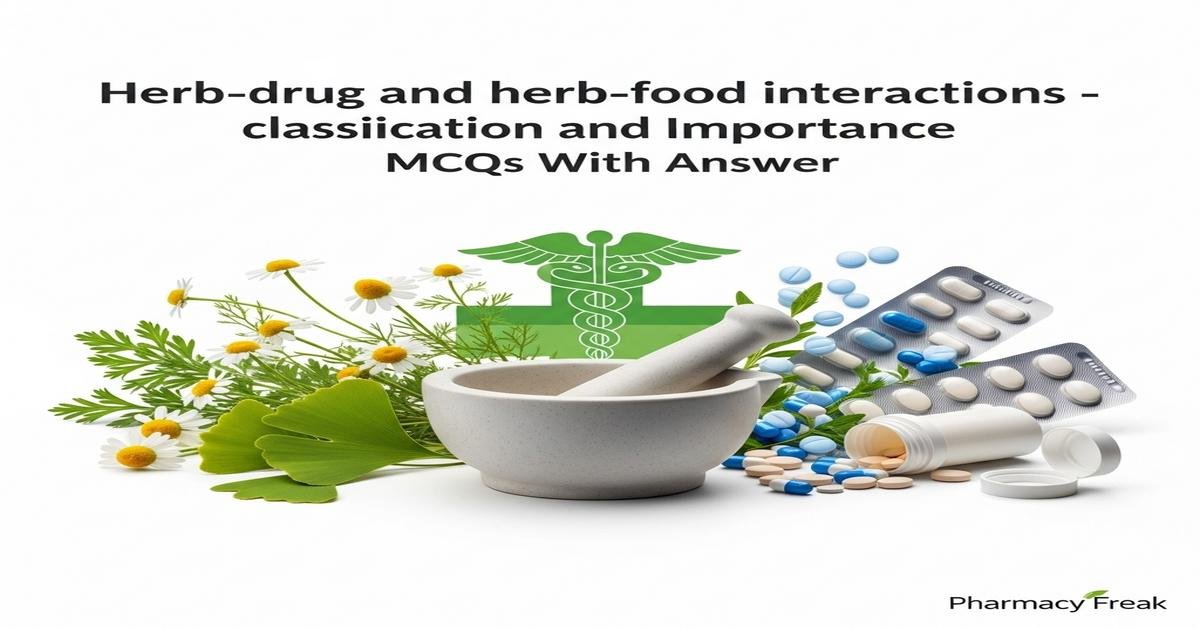 Herb–drug and herb–food interactions – classification and importance MCQs With Answer